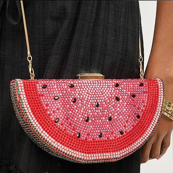 Tabitha Evening Bag Bling Rhinestone Water Melon Purse Urban Expressions NWT$90 - Picture 8 of 13